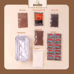 Set nguyên liệu Melie làm bánh Brownie Chocolate - Thành phẩm 2 bánh 200g - Đậm vị socola