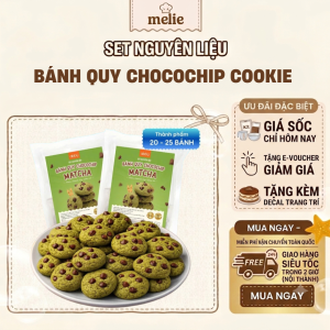 Set nguyên liệu Melie làm bánh Chocochip Cookie - Thành phẩm 20-25 chiếc - Bánh quy bơ socola