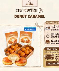 Set nguyên liệu Melie làm bánh Donut Caramel nhân trà Earl Grey & Creme Brulee - Thành phẩm 8-10 bánh - Mix 2 vị