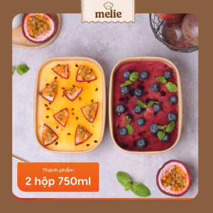 Set nguyên liệu Melie làm bánh Mousse Việt Quất & Chanh Leo - Thành phẩm 2 hộp 750ml/hộp - Dễ làm tại nhà