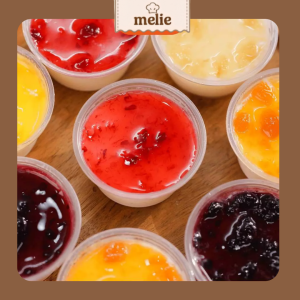 Set nguyên liệu Melie làm Panna Cotta Mix 8 vị - Thành phẩm 40-50 hũ - Bột trộn sẵn, mứt trái cây tự nhiên