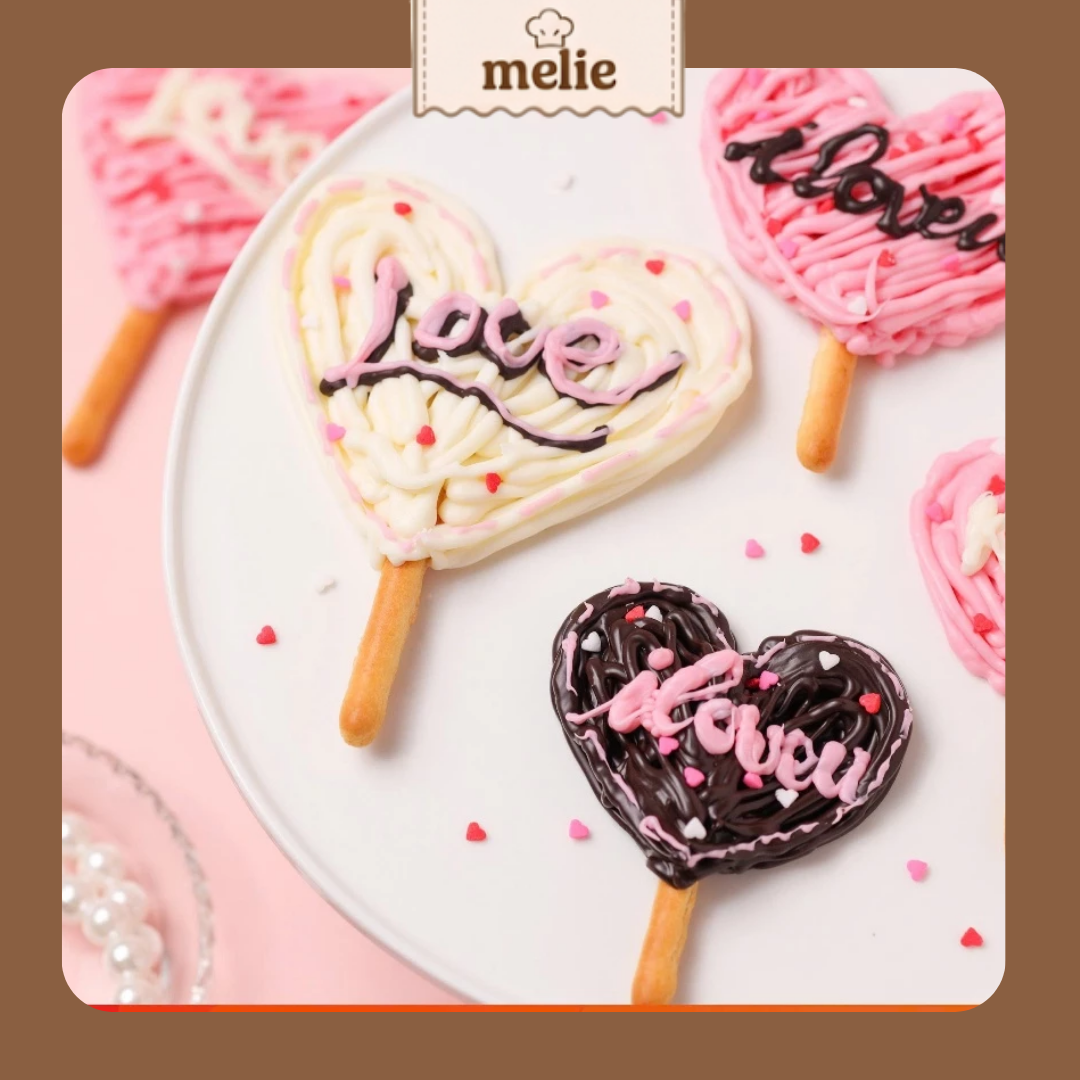 pepero-1 Set nguyên liệu Melie làm bánh Pepero - Thành phẩm 40 bánh/set - Không cần lò nướng