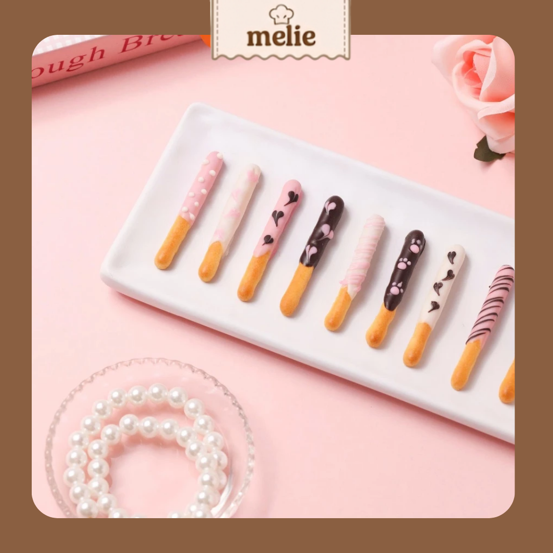 pepero Set nguyên liệu Melie làm bánh Pepero - Thành phẩm 40 bánh/set - Không cần lò nướng