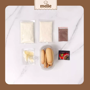 Set nguyên liệu Melie làm bánh Tiramisu Mini nguyên vị - Thành phẩm 2 hộp 900ml (2 hộp 450ml/hộp) - Không cần lò nướng