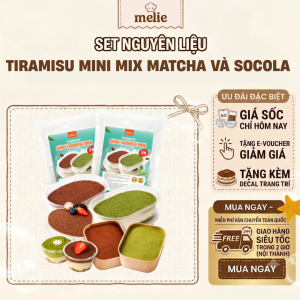 Set nguyên liệu Melie làm bánh Tiramisu Mini nguyên vị - Thành phẩm 2 hộp 900ml (2 hộp 450ml/hộp) - Không cần lò nướng