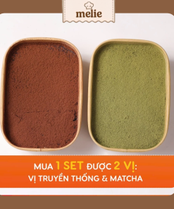 Bột Matcha, bột trà xanh Melie 20g 3 Set nguyên liệu Melie làm bánh Tiramisu Mini nguyên vị - Thành phẩm 2 hộp 900ml (2 hộp 450ml/hộp) - Không cần lò nướng